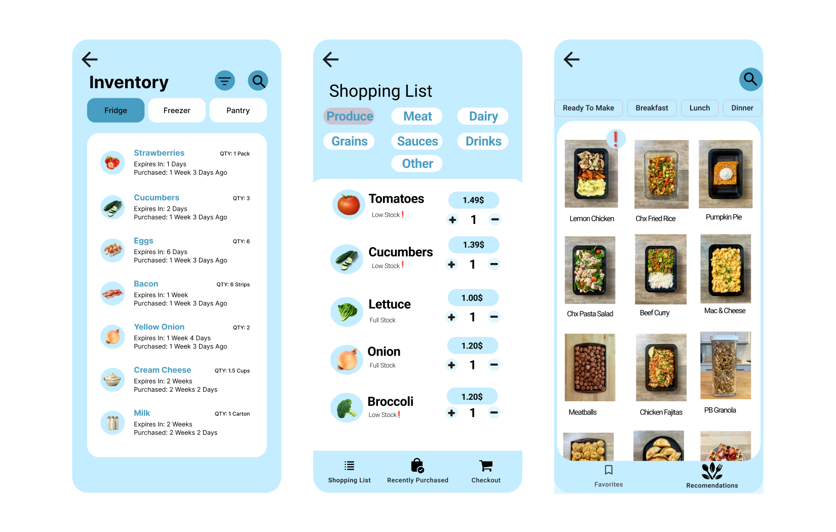 Collage of FreshTrack exploration screens