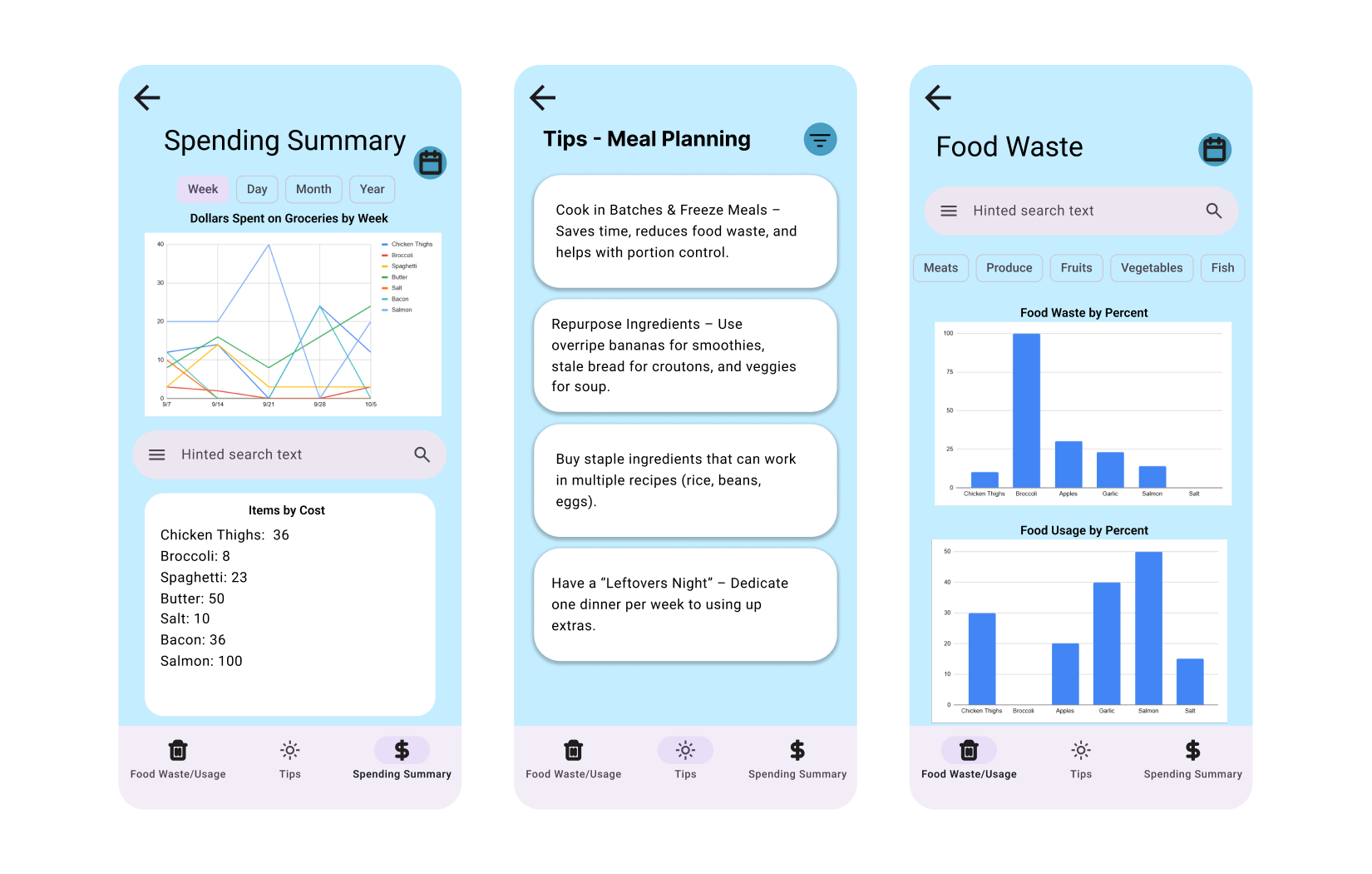 Collage of FreshTrack exploration screens